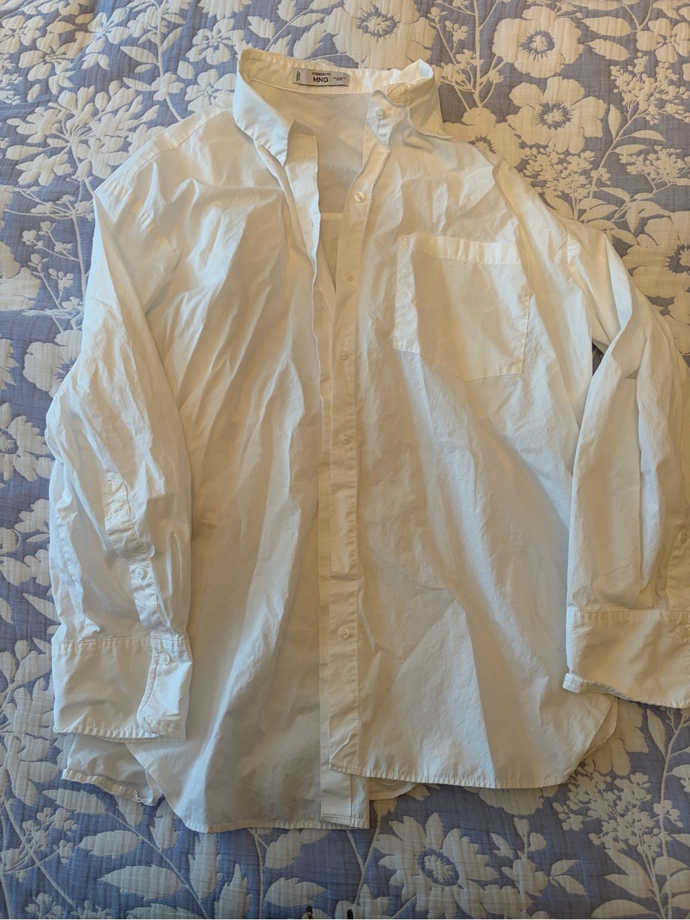 Mango Women’s White Oversized Button-Down Cotton Blouse